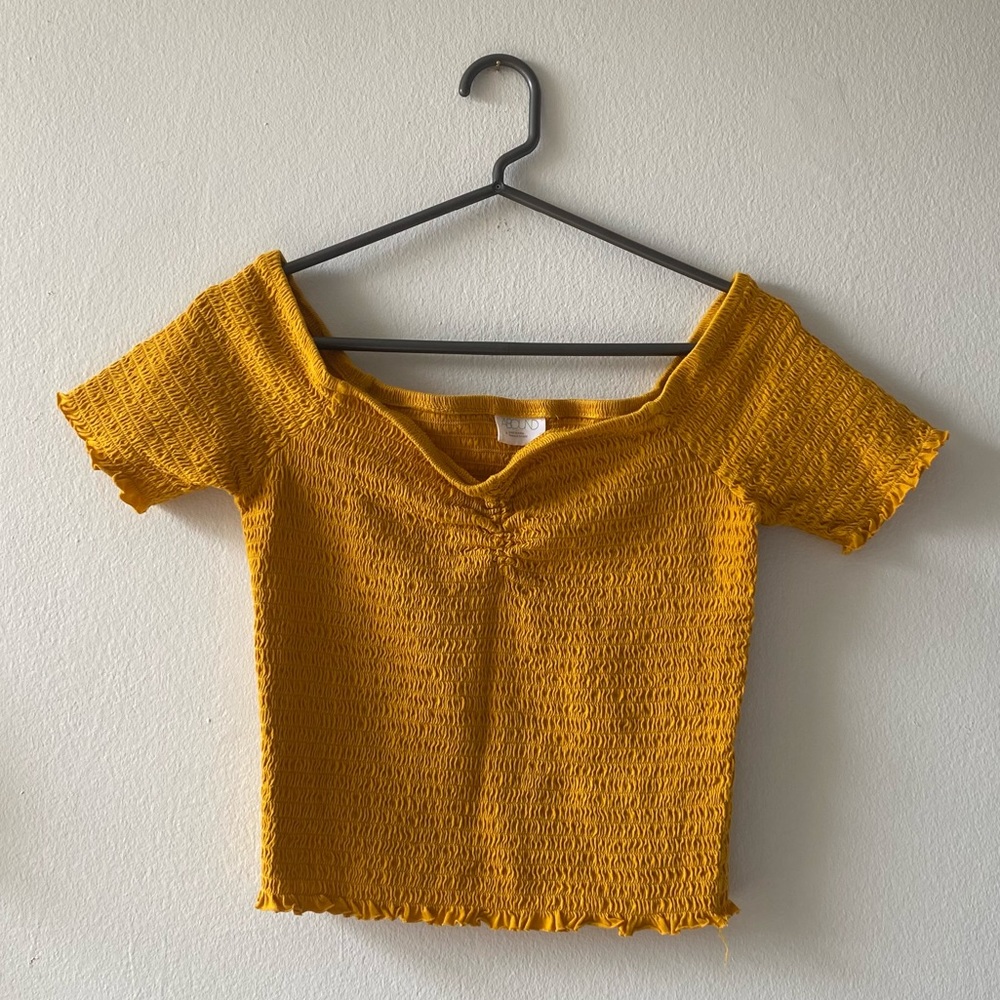 Yellow Off-Shoulder Crop Top